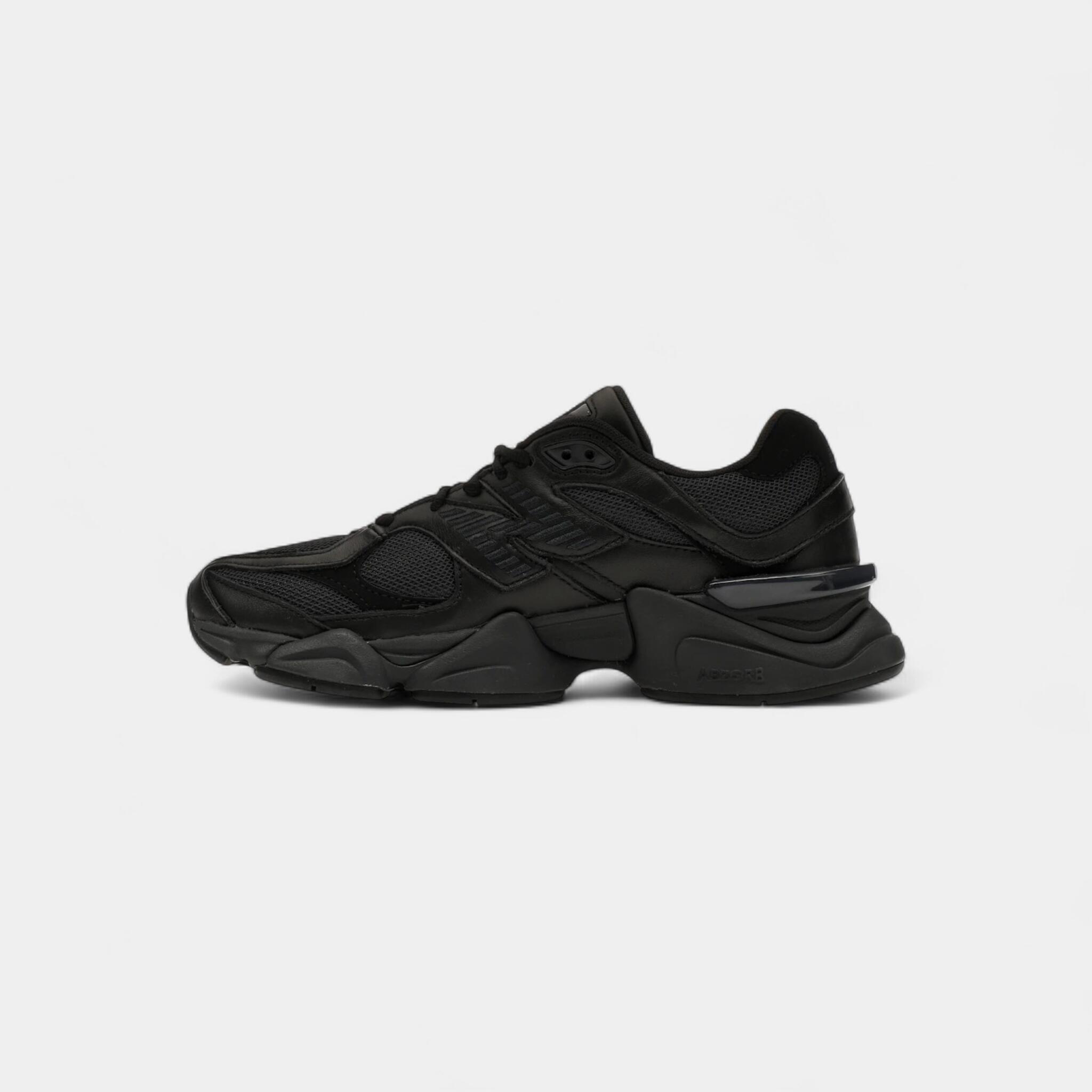 New Balance 9060 Triple Black Leather Men's