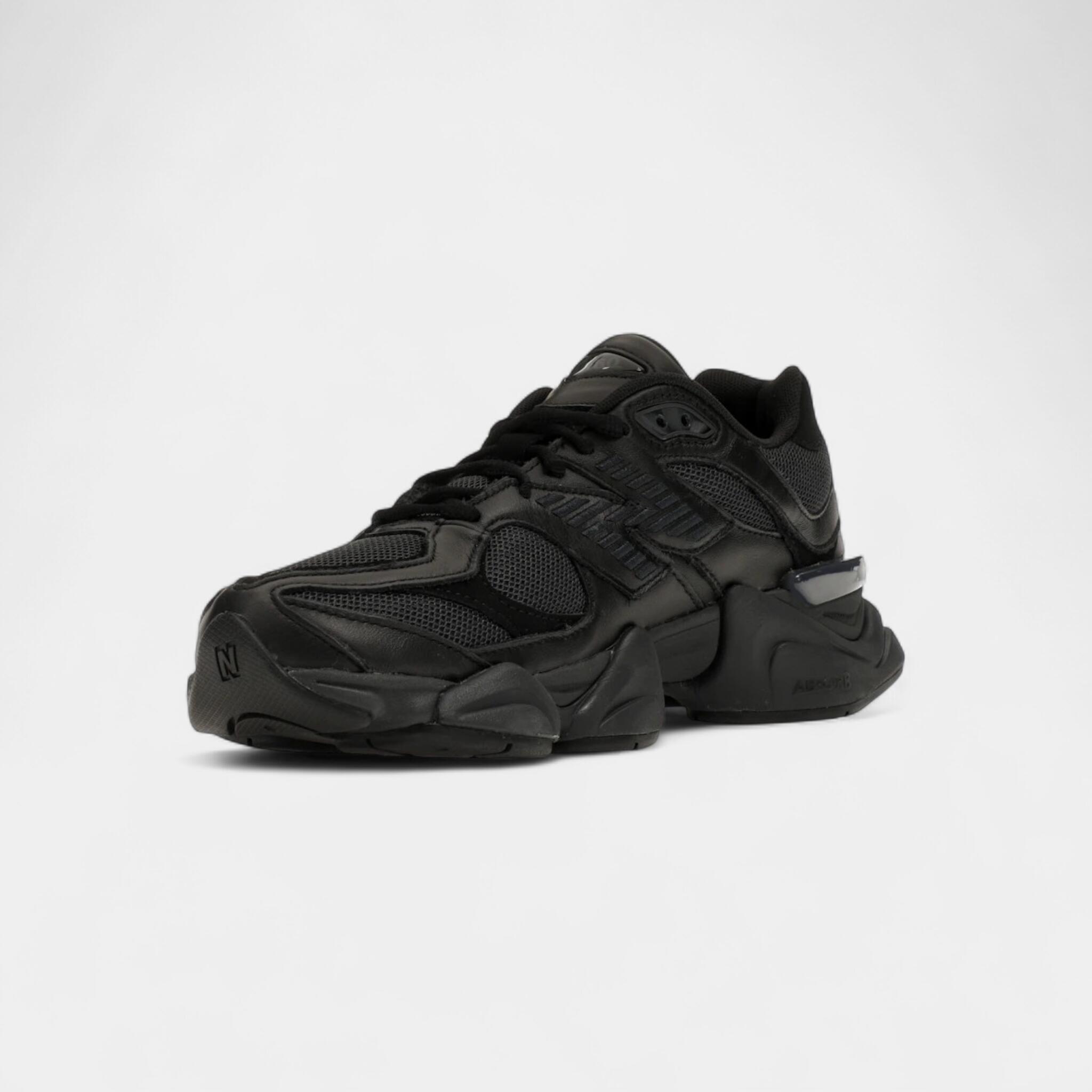 New Balance 9060 Triple Black Leather Men's